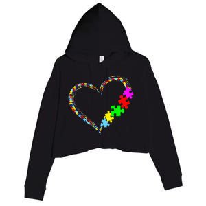 Autism Awareness Love Heart Puzzle Piece Gift Men Women Crop Fleece Hoodie