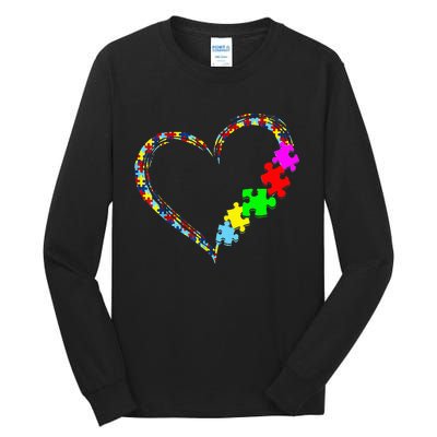 Autism Awareness Love Heart Puzzle Piece Gift Men Women Tall Long Sleeve T-Shirt