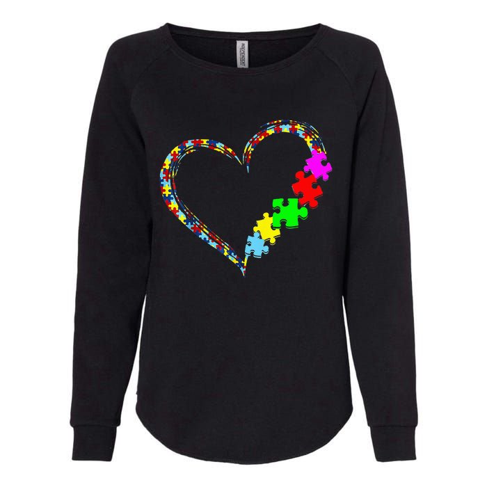 Autism Awareness Love Heart Puzzle Piece Gift Men Women Womens California Wash Sweatshirt