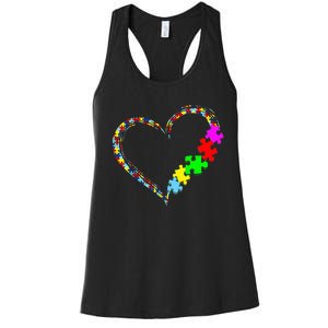 Autism Awareness Love Heart Puzzle Piece Gift Men Women Women's Racerback Tank