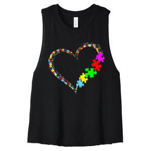 Autism Awareness Love Heart Puzzle Piece Gift Men Women Women's Racerback Cropped Tank