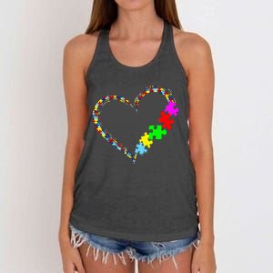 Autism Awareness Love Heart Puzzle Piece Gift Men Women Women's Knotted Racerback Tank