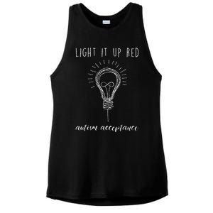 Autism Acceptance Light It Up Red Redinstead Ladies PosiCharge Tri-Blend Wicking Tank