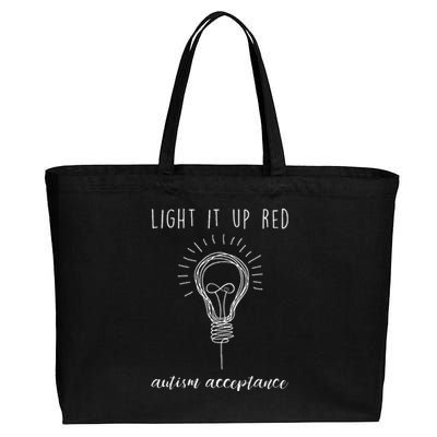 Autism Acceptance Light It Up Red Redinstead Cotton Canvas Jumbo Tote