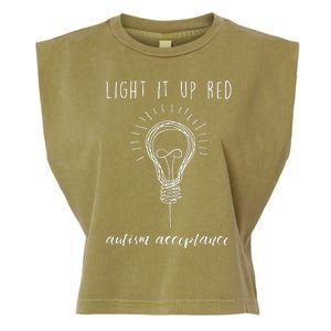 Autism Acceptance Light It Up Red Redinstead Garment-Dyed Women's Muscle Tee