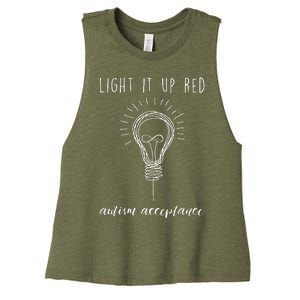 Autism Acceptance Light It Up Red Redinstead Women's Racerback Cropped Tank