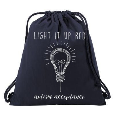 Autism Acceptance Light It Up Red Redinstead Drawstring Bag