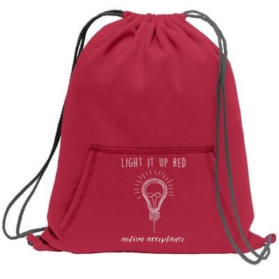 Autism Acceptance Light It Up Red Redinstead Sweatshirt Cinch Pack Bag