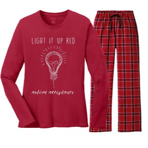 Autism Acceptance Light It Up Red Redinstead Women's Long Sleeve Flannel Pajama Set 