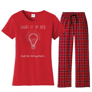 Autism Acceptance Light It Up Red Redinstead Women's Flannel Pajama Set