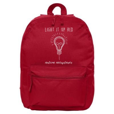 Autism Acceptance Light It Up Red Redinstead 16 in Basic Backpack