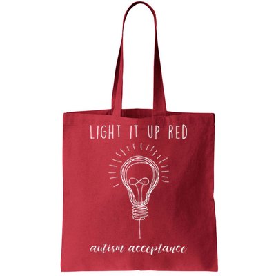 Autism Acceptance Light It Up Red Redinstead Tote Bag