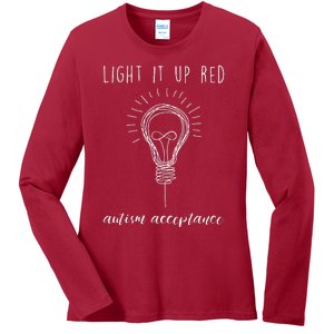 Autism Acceptance Light It Up Red Redinstead Ladies Long Sleeve Shirt