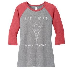 Autism Acceptance Light It Up Red Redinstead Women's Tri-Blend 3/4-Sleeve Raglan Shirt