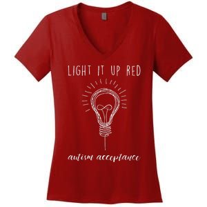 Autism Acceptance Light It Up Red Redinstead Women's V-Neck T-Shirt