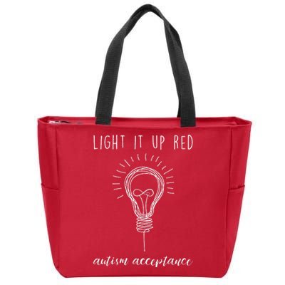 Autism Acceptance Light It Up Red Redinstead Zip Tote Bag