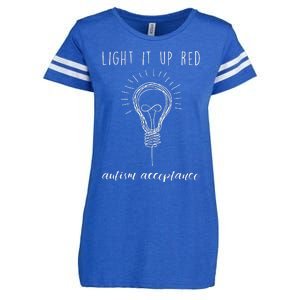 Autism Acceptance Light It Up Red Redinstead Enza Ladies Jersey Football T-Shirt