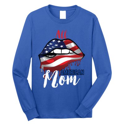 All American Mom 4th Of July Pride Patriot Flag Mother Gift Long Sleeve Shirt