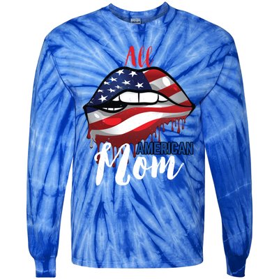 All American Mom 4th Of July Pride Patriot Flag Mother Gift Tie-Dye Long Sleeve Shirt