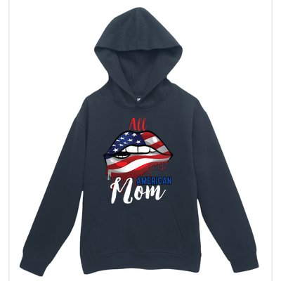 All American Mom 4th Of July Pride Patriot Flag Mother Gift Urban Pullover Hoodie