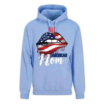 All American Mom 4th Of July Pride Patriot Flag Mother Gift Unisex Surf Hoodie