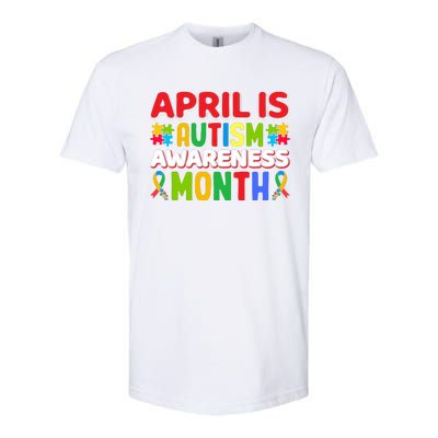 April Autism Month Colorful Typography Autism Awareness Month Puzzle Pieces Softstyle® CVC T-Shirt