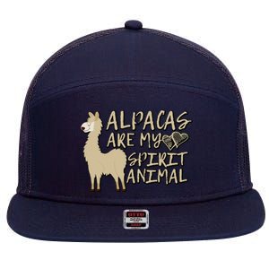 Alpacas Are My Spirit Animals Funny Llama 7 Panel Mesh Trucker Snapback Hat