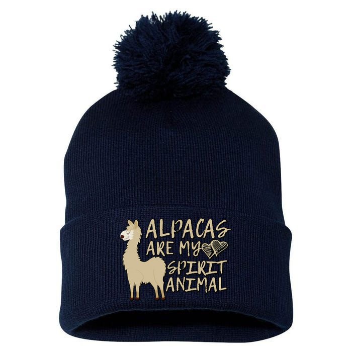 Alpacas Are My Spirit Animals Funny Llama Pom Pom 12in Knit Beanie