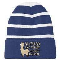 Alpacas Are My Spirit Animals Funny Llama Striped Beanie with Solid Band