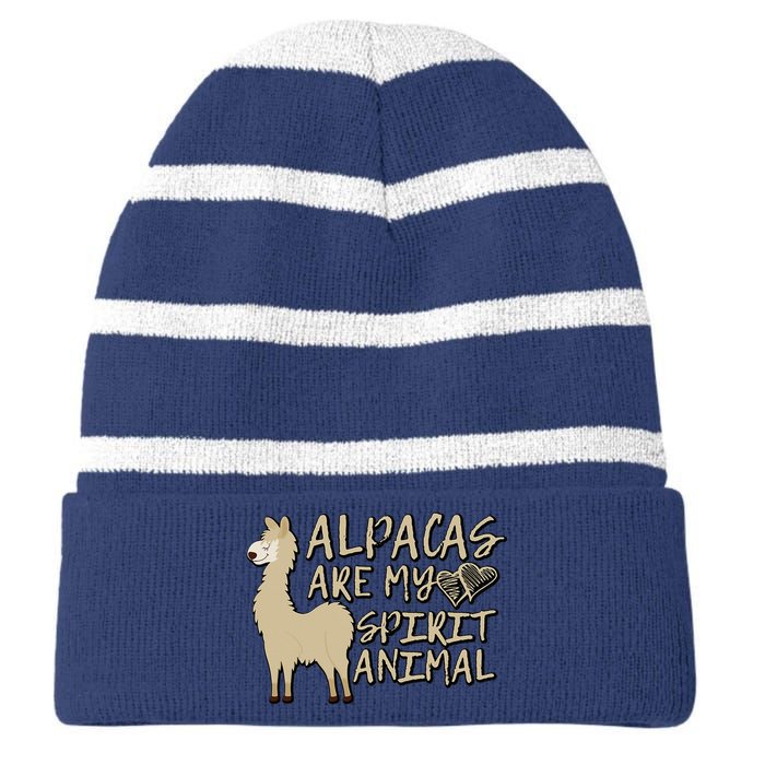 Alpacas Are My Spirit Animals Funny Llama Striped Beanie with Solid Band