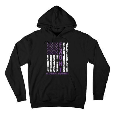 AlzheimerS Awareness Month Day Usa Flag Ribbon Purple Hoodie