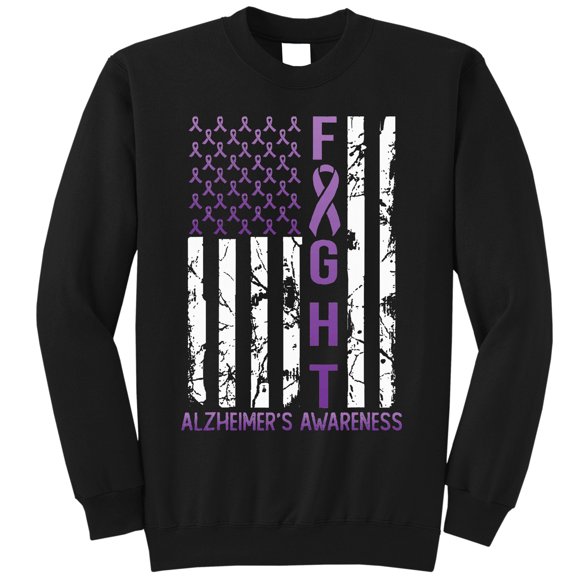 AlzheimerS Awareness Month Day Usa Flag Ribbon Purple Sweatshirt