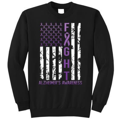 AlzheimerS Awareness Month Day Usa Flag Ribbon Purple Sweatshirt