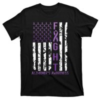 AlzheimerS Awareness Month Day Usa Flag Ribbon Purple T-Shirt