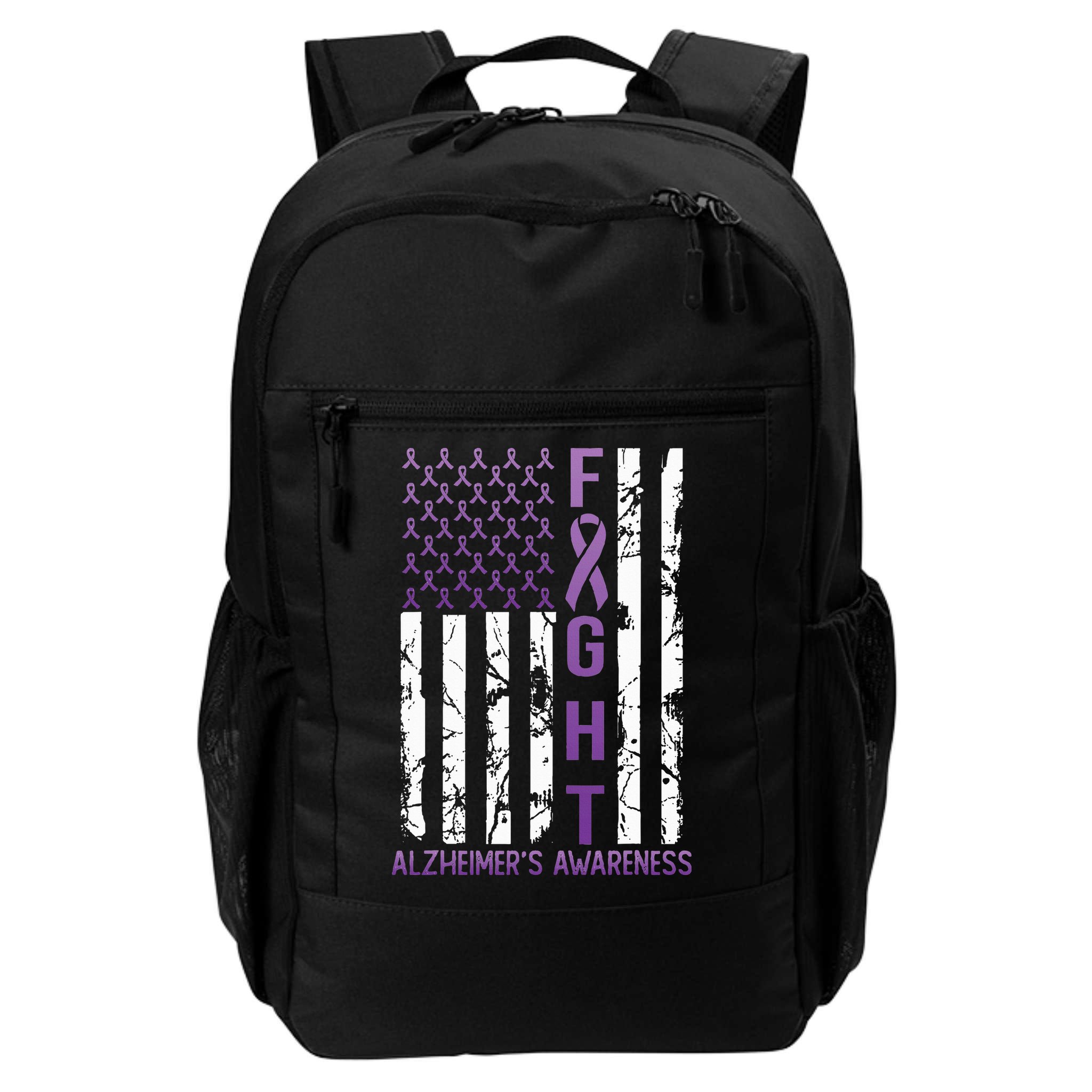 AlzheimerS Awareness Month Day Usa Flag Ribbon Purple Backpack