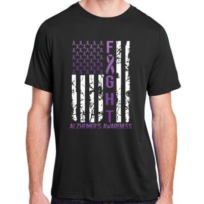 AlzheimerS Awareness Month Day Usa Flag Ribbon Purple Adult ChromaSoft Performance T-Shirt