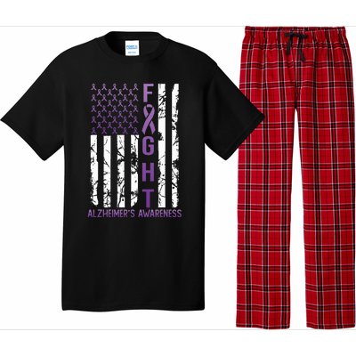 AlzheimerS Awareness Month Day Usa Flag Ribbon Purple Pajama Set