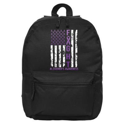 AlzheimerS Awareness Month Day Usa Flag Ribbon Purple 16 in Basic Backpack