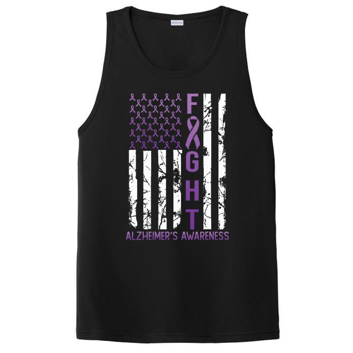 AlzheimerS Awareness Month Day Usa Flag Ribbon Purple PosiCharge Competitor Tank