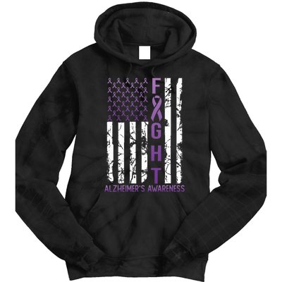 AlzheimerS Awareness Month Day Usa Flag Ribbon Purple Tie Dye Hoodie