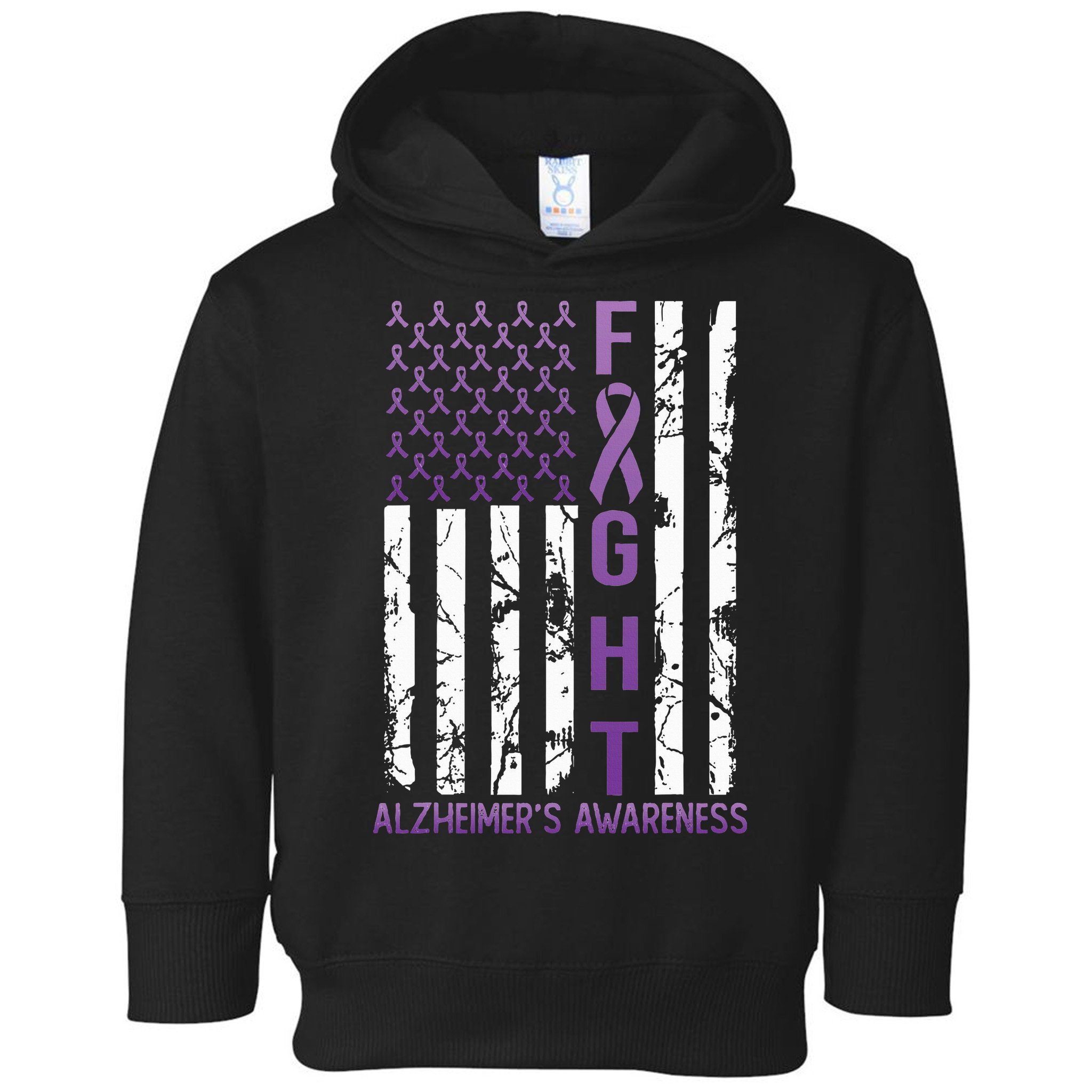 AlzheimerS Awareness Month Day Usa Flag Ribbon Purple Toddler Hoodie