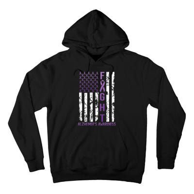 AlzheimerS Awareness Month Day Usa Flag Ribbon Purple Tall Hoodie