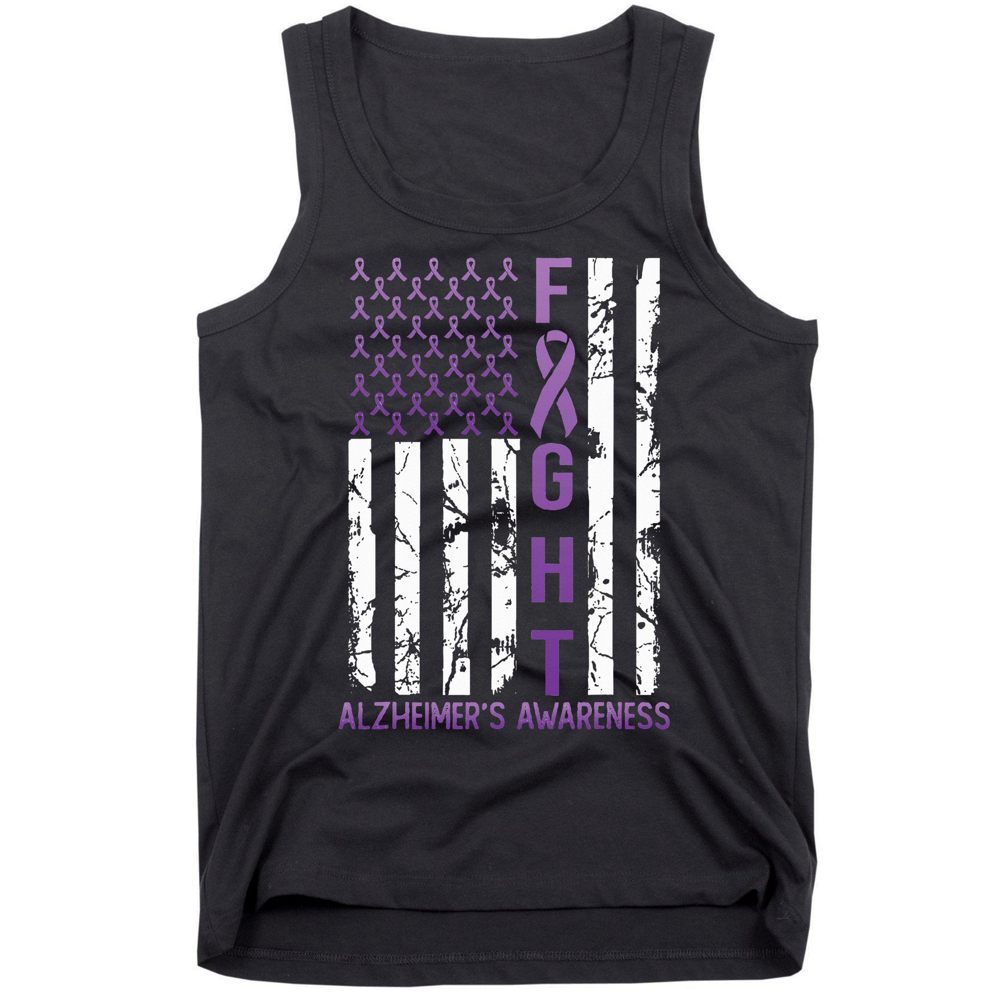 AlzheimerS Awareness Month Day Usa Flag Ribbon Purple Tank Top