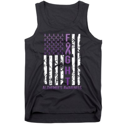 AlzheimerS Awareness Month Day Usa Flag Ribbon Purple Tank Top