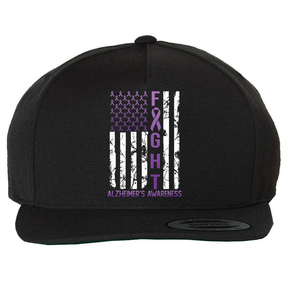 AlzheimerS Awareness Month Day Usa Flag Ribbon Purple Wool Snapback Cap