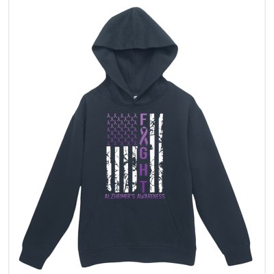 AlzheimerS Awareness Month Day Usa Flag Ribbon Purple Urban Pullover Hoodie