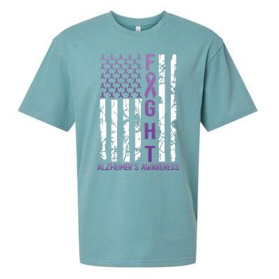 AlzheimerS Awareness Month Day Usa Flag Ribbon Purple Sueded Cloud Jersey T-Shirt