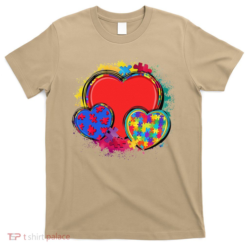 Autism Awareness Month Love Heart Puzzle Piece Women T-Shirt