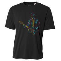 Abstract Art Musician Music Band Bass Player Cooling Performance Crew T-Shirt