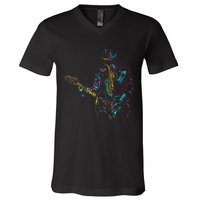 Abstract Art Musician Music Band Bass Player V-Neck T-Shirt